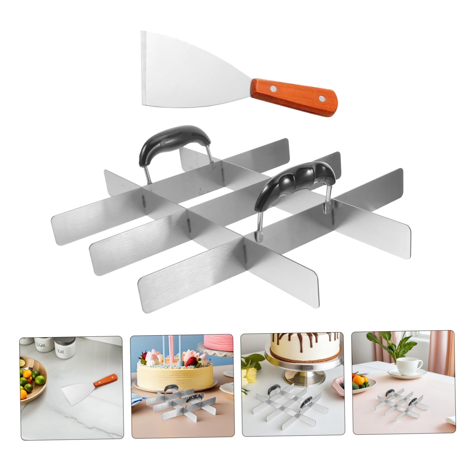 2stücke Kuchenschneider aus Edelstahl zum Schneiden von Torten Brot und Pizza Teigteiler und Tortenheber für Gleichmäßige Backzubehör für Desserts und Snacks Küchengerät