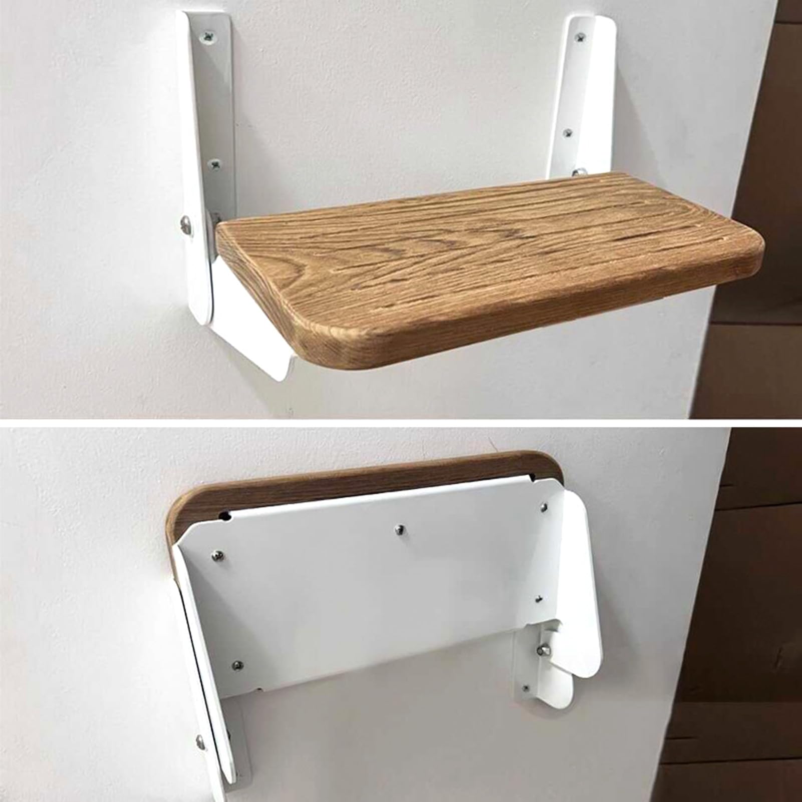 Ejoyous Taburete Plegable de Teca Marina con Aleación de Aluminio, Reposapiés Plegable para Timón de Barco, Ahorrador de Espacio