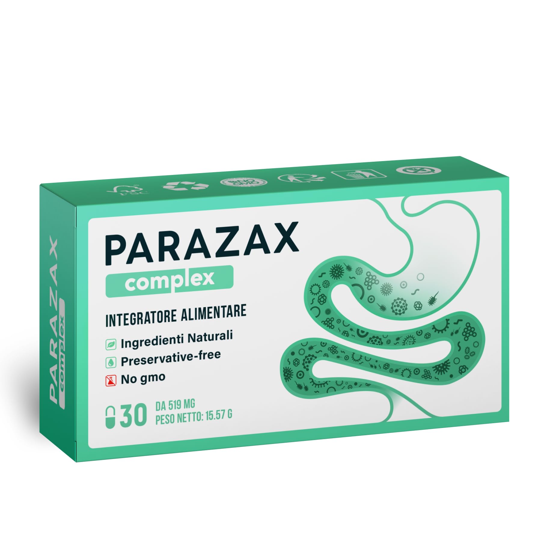 Cápsulas PARAZAX Complex – Contribuye al Funcionamiento Normal del Sistema Inmunitario – 30 Cápsulas – con Bibhitaki, Clavel, Regaliz, Semillas de lino – Complemento Alimenticio