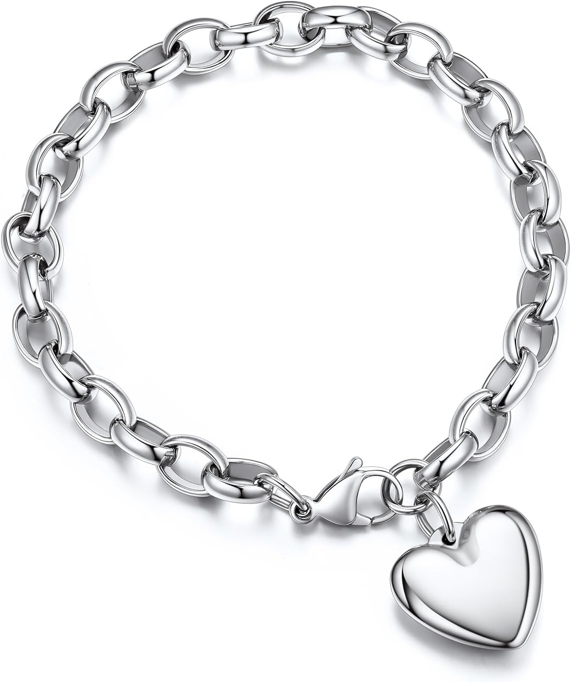 GoldChic Jewelry Heart Charm Bracelet Adjustable For Women, Stainless Steel Initial Cable Link Letters Mother Daughter Bracelets Jewelry Gifts for Mom (With Box)