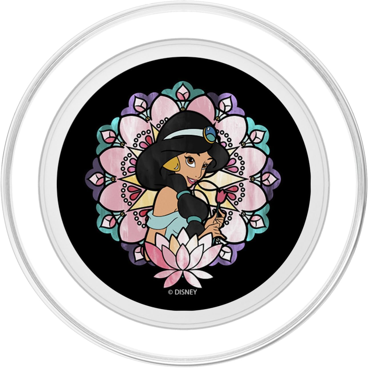 Disney Aladdin Jasmine Stained Glass Flower Portrait PopSockets MagSafe PopGrip for iPhone