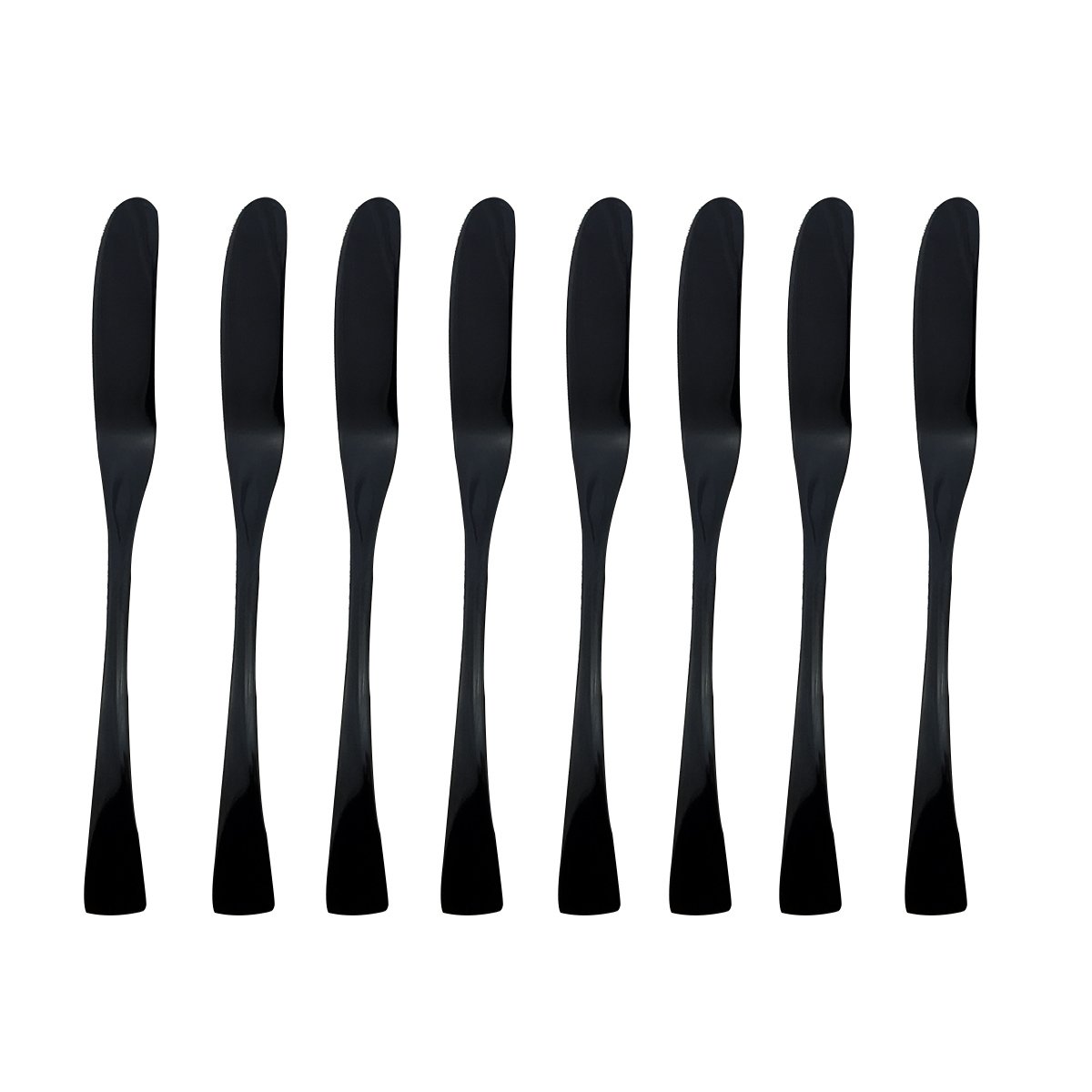 Puzhler 18/10 Stainless Steel Mirror Polished Black Flatware Silverware Set, 8-Piece Shiny Black Butter Knife