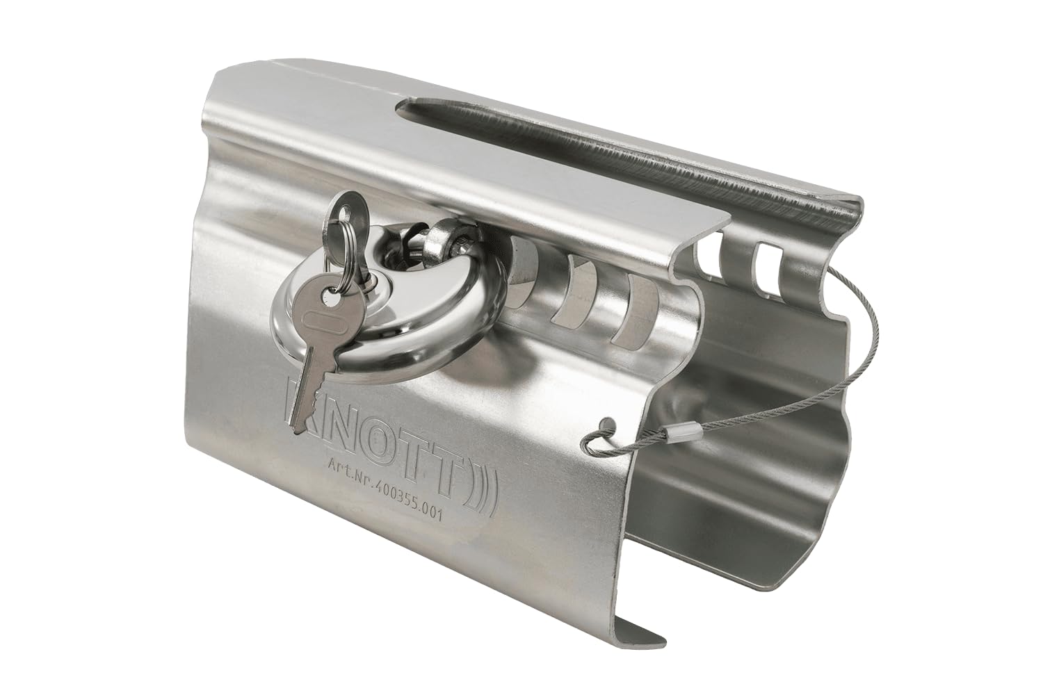 KNOTT Antivol d'Attelage Universel 400355.001 pour Remorque, Protection Robuste en Acier Galvanisé contre le Vol, Verrou de Sécurité Catch Lock pour Tête d'Attelage Standard