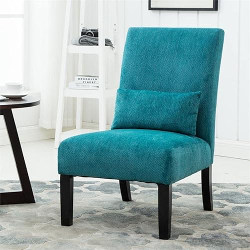 Roundhill Furniture Pisano Fabric Armless Contemporary Accent Chair With Kidney Pillow, Single, Blue #TOP1