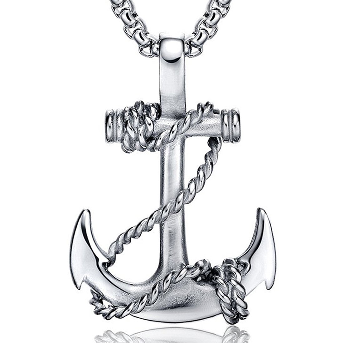 peora Nautical Anchor Necklace Stainless Steel Pirate Navy Anchor Pendant with Chain for Men & Boys-picture-38