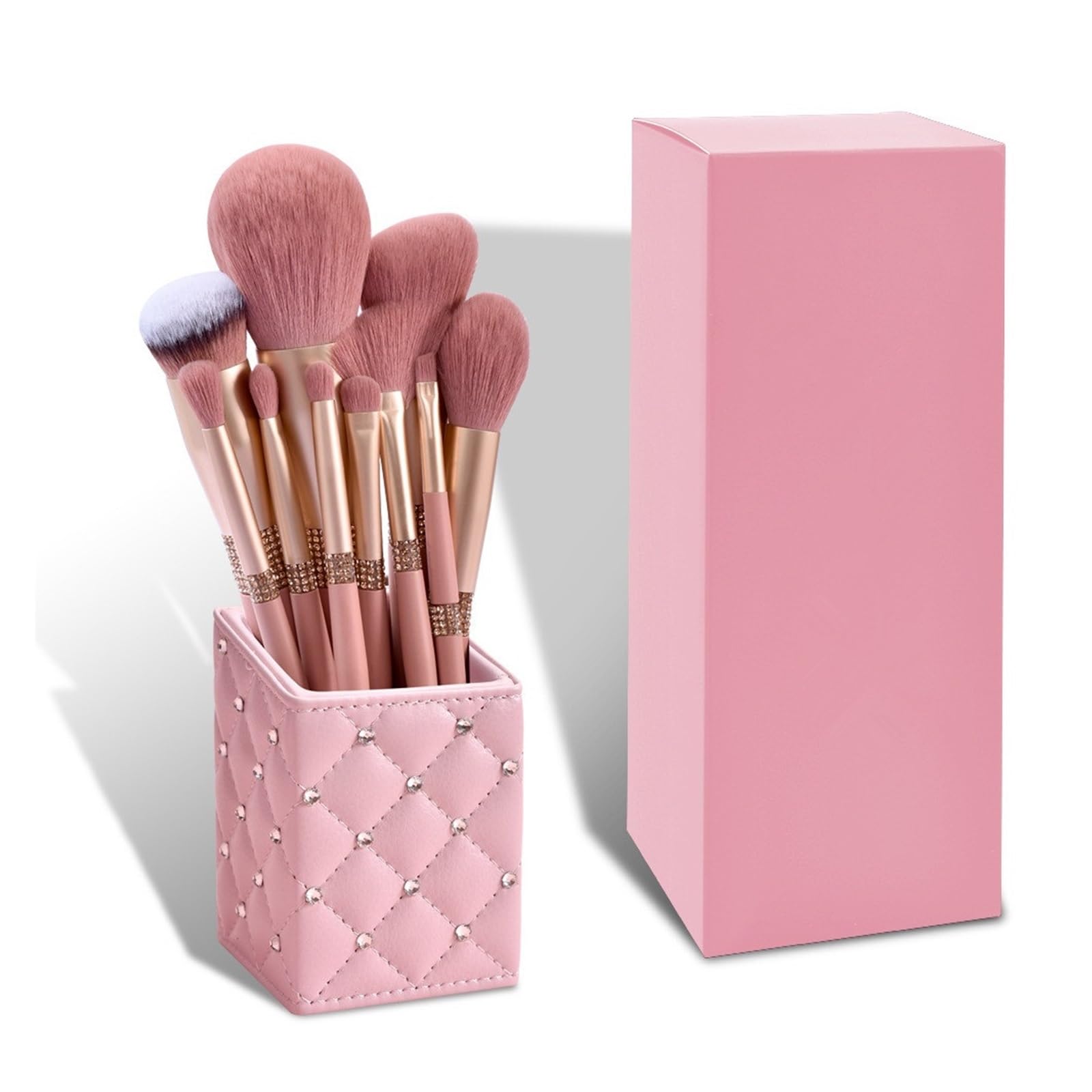 10-teiliges professionelles Make-up-Pinsel-Set mit Diamanten, Foundation, Lidschatten, Puder, Rouge, Augenbrauen, Wimpernpinsel, Gesicht, kosmetische Beauty-Tools(With diamond bucket)
