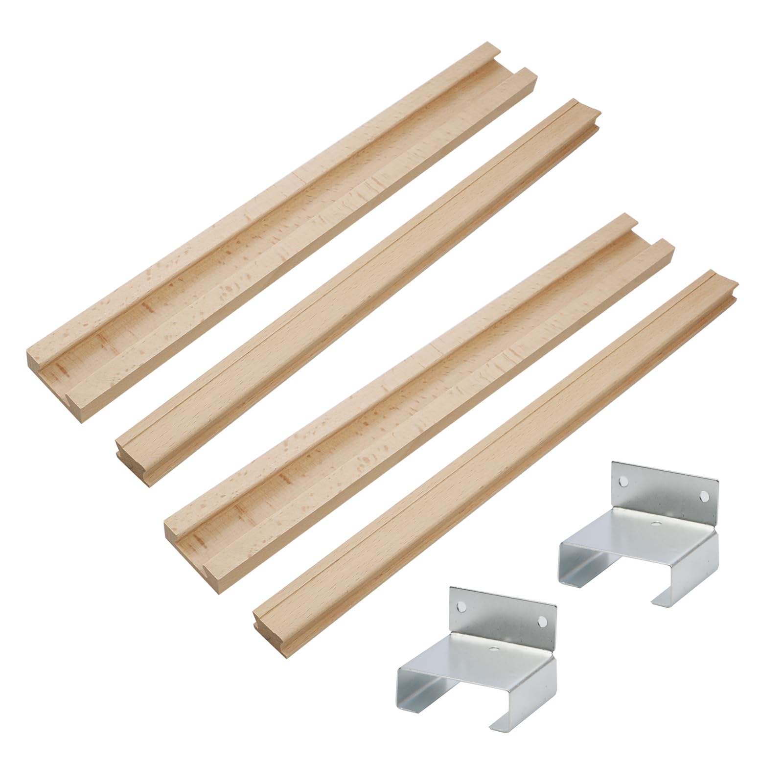 T Tulead Wooden Drawer Slides 15.74 Inch Length Bottom Mount Center Mount Drawer Slides Wood Drawer Rails 2PCS with Screws