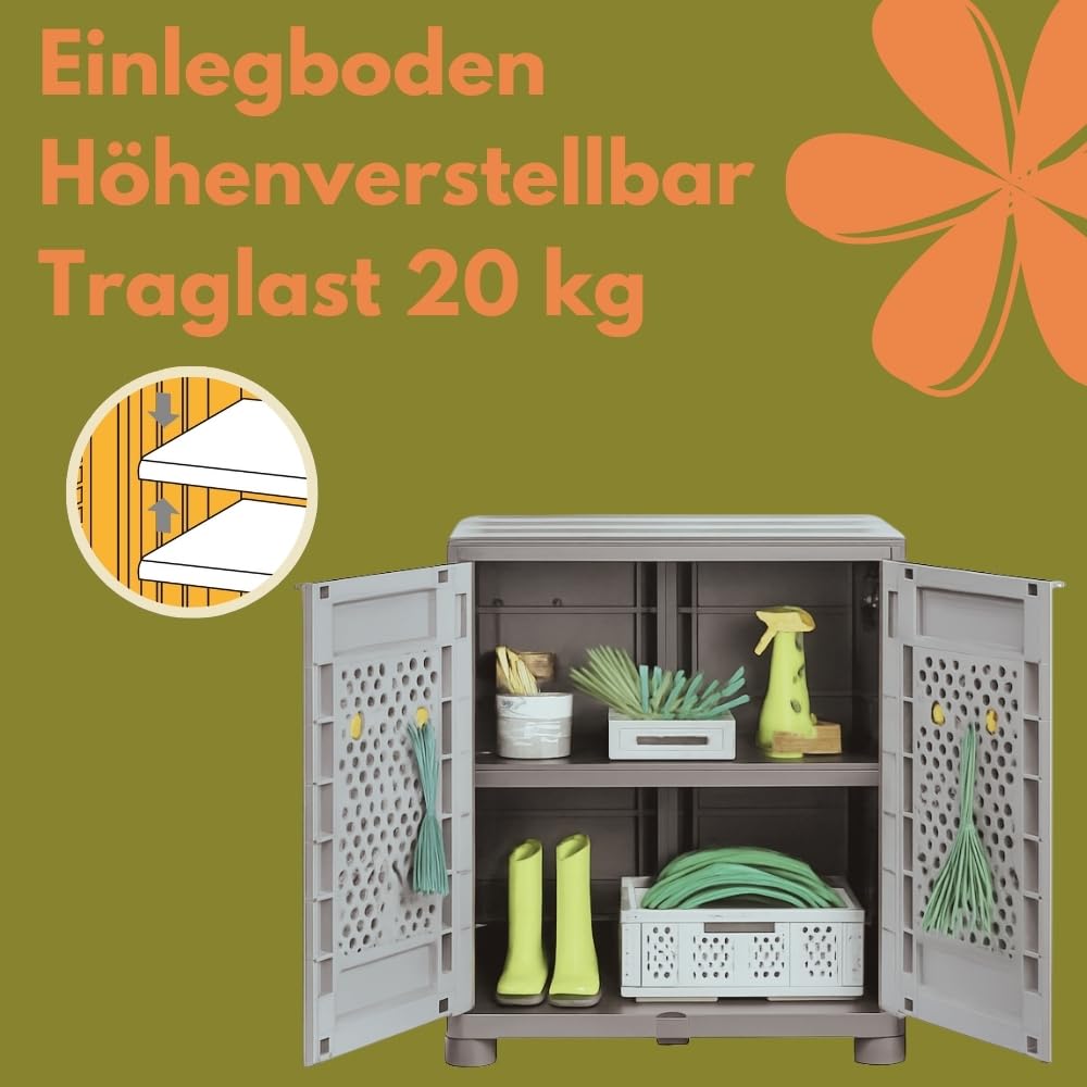 GarPet Gartenschrank Wetterfest Outdoor Kunststoff Schrank Kunststoffschrank Mehrzweckschrank Balkonschrank Geräteschrank Outdoor Kunststoffschrank Wetterfest