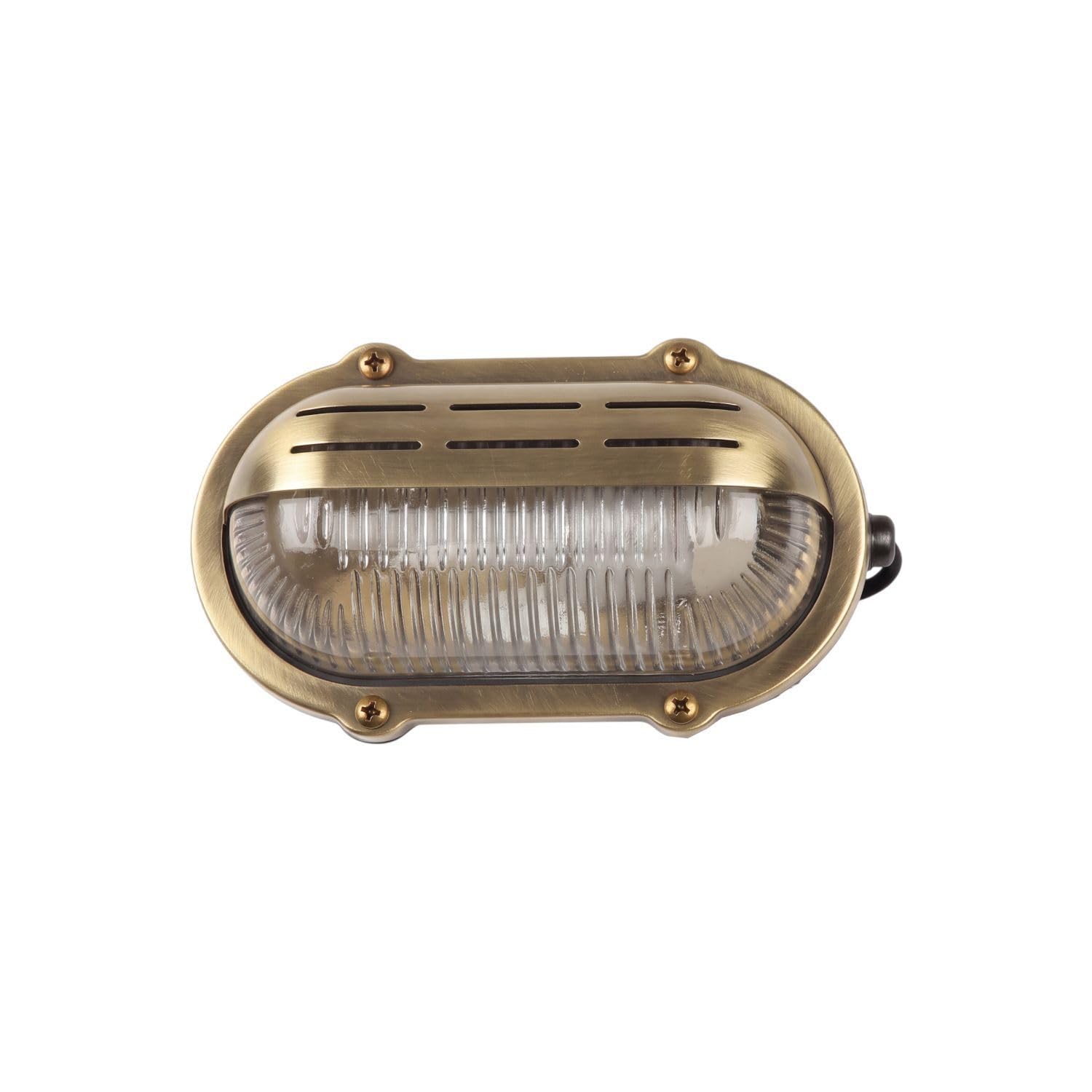 Licht-Erlebnisse Außenleuchte IP64 rostfrei robust Messing Riffelglas Maritime Lampe Wandlampe Haus Terrasse