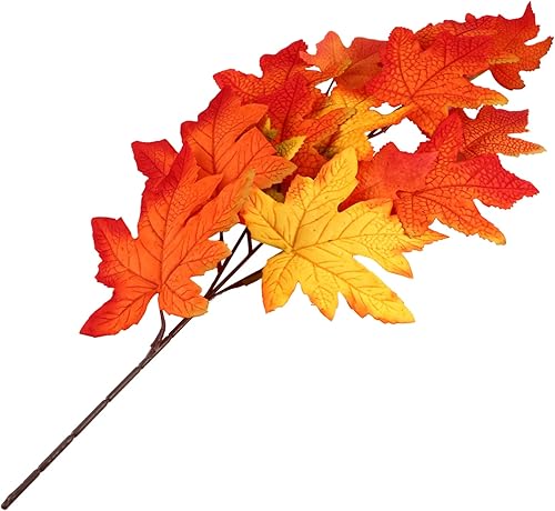 Rama de hoja de arce simulada realista, arbustos de arce de Acción de Gracias, planta artificial de Acción de Gracias, decoración del hogar