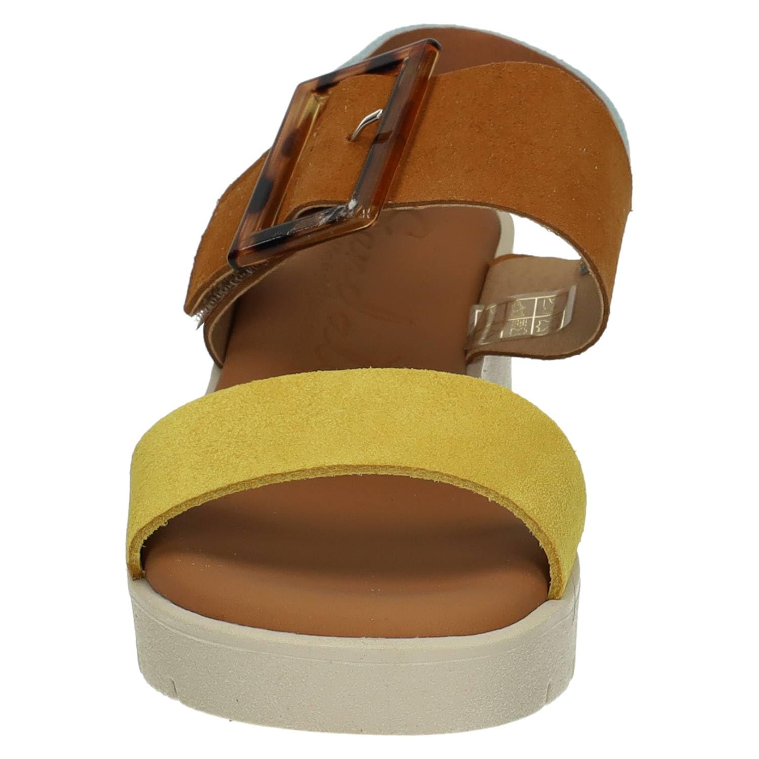 SANDALI M526-T5272 - Piattaforma per ragazze, in pelle, con chiusura adesiva mimetica con fibbia e suola in gel, da donna