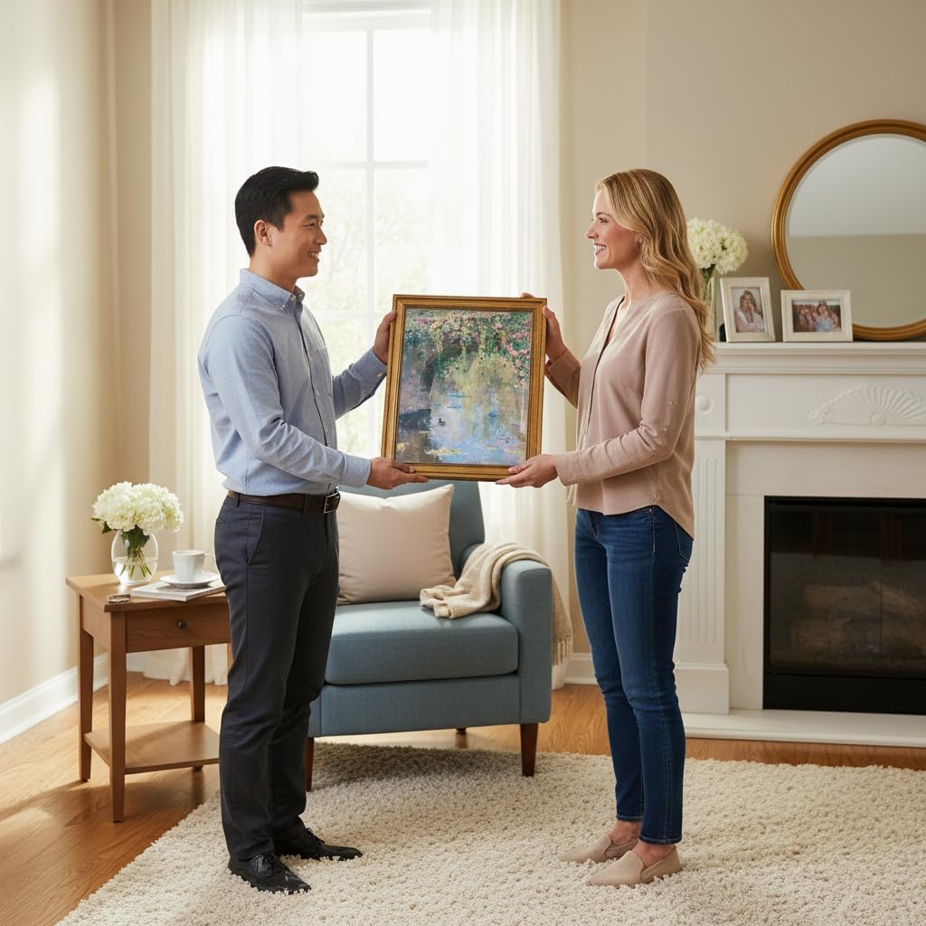 Vintage Gold Framed Wall Art Garden Rose Cute Animals Painting Picture Wall Decor Impressionist Pond Duck Poster Print Artwork for Living Room Bedroom Bathroom Home Decoration