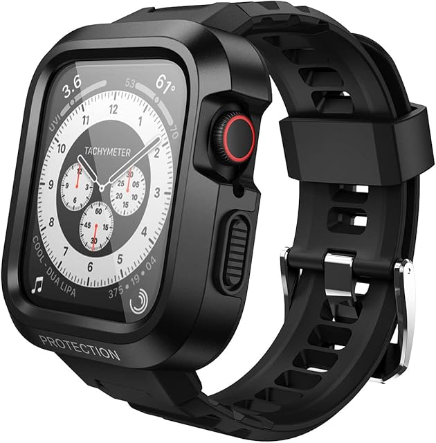 Dexnor Compatible with Apple Watch [38-40mm], Military Grade Protective Case with Soft Silicone Rugged Shockproof Adjustable iWatch Bands Strap for Sports