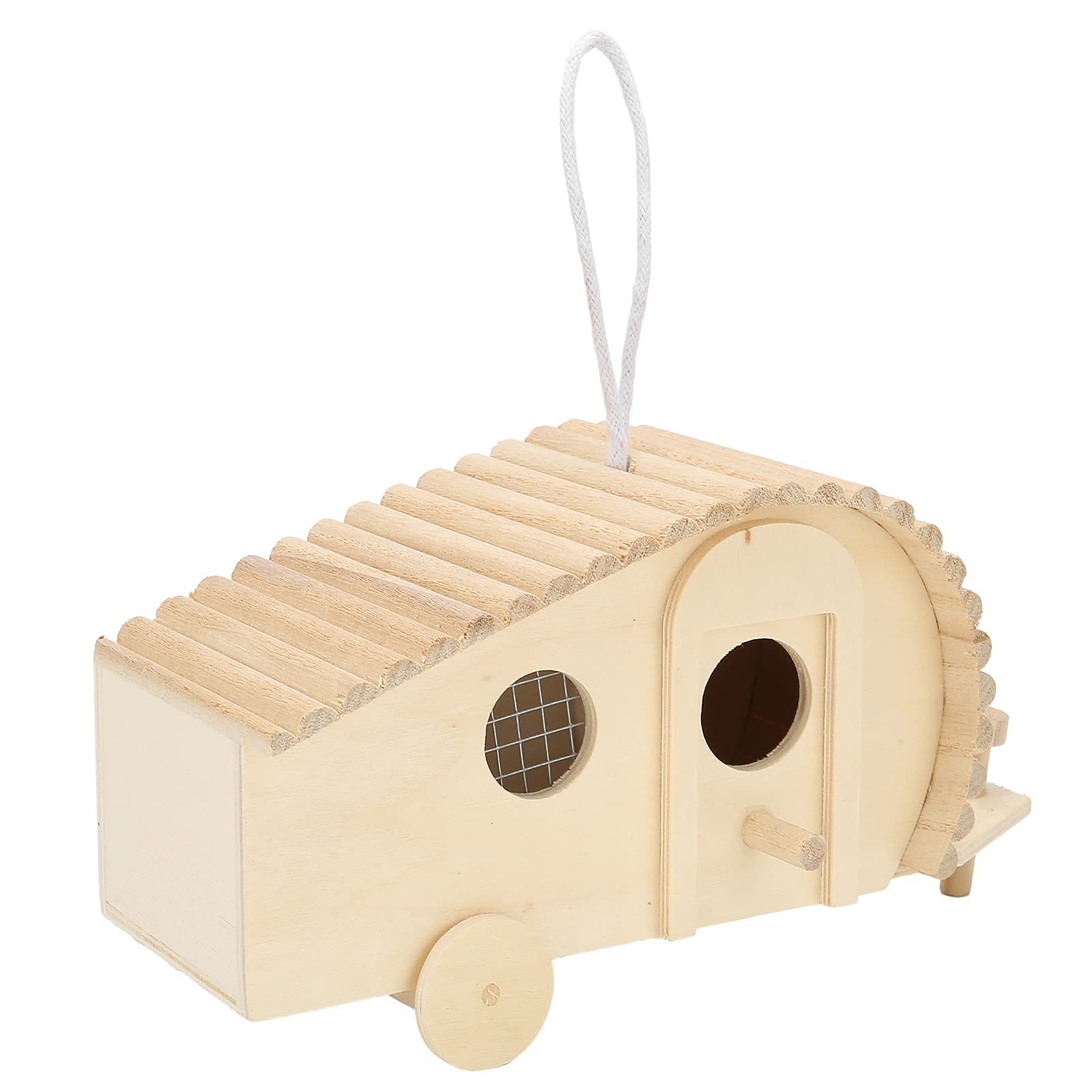 Casetta per uccelli da appendere, casetta per uccelli in legno, unica a forma di carrozza, per giardinaggio fai da te e decorazione esterna, ideale per gli appassionati di cortile e patio