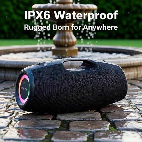 ZEALOT S78 Bluetooth Speaker with Subwoofer 120W RMS (150W Peak), Portable Speaker Waterproof IPX6, Wireless Speaker, 24000mAH, EQ, AUX/TF/BT 5.3, LED for Outdoor Camping Beach Party(Black)