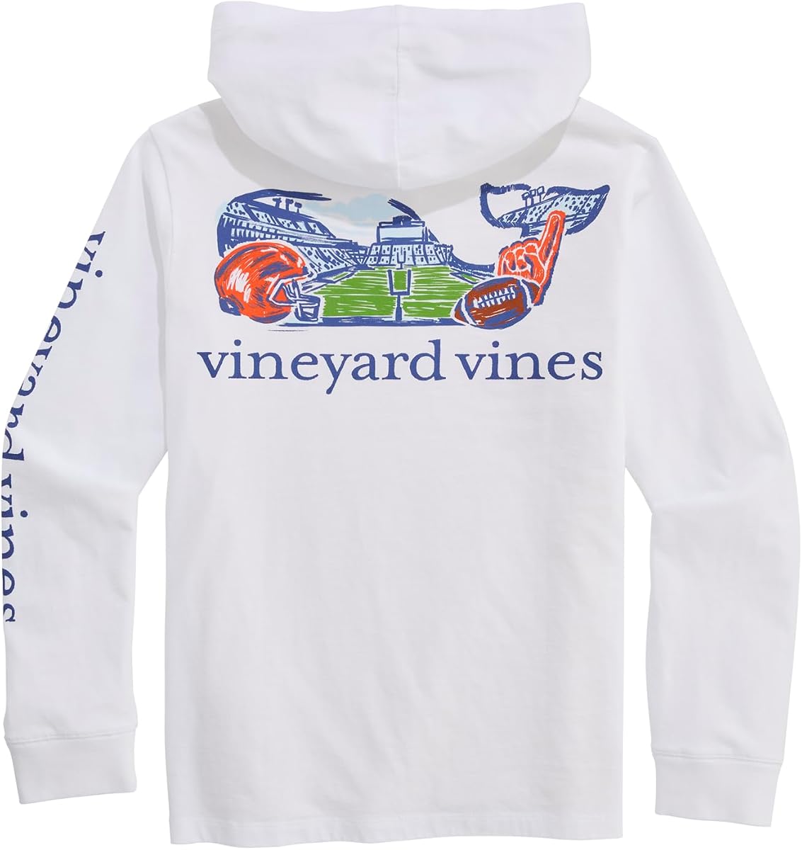 vineyard vines Boys' Football Field Whale Cotton Hoodie Tee