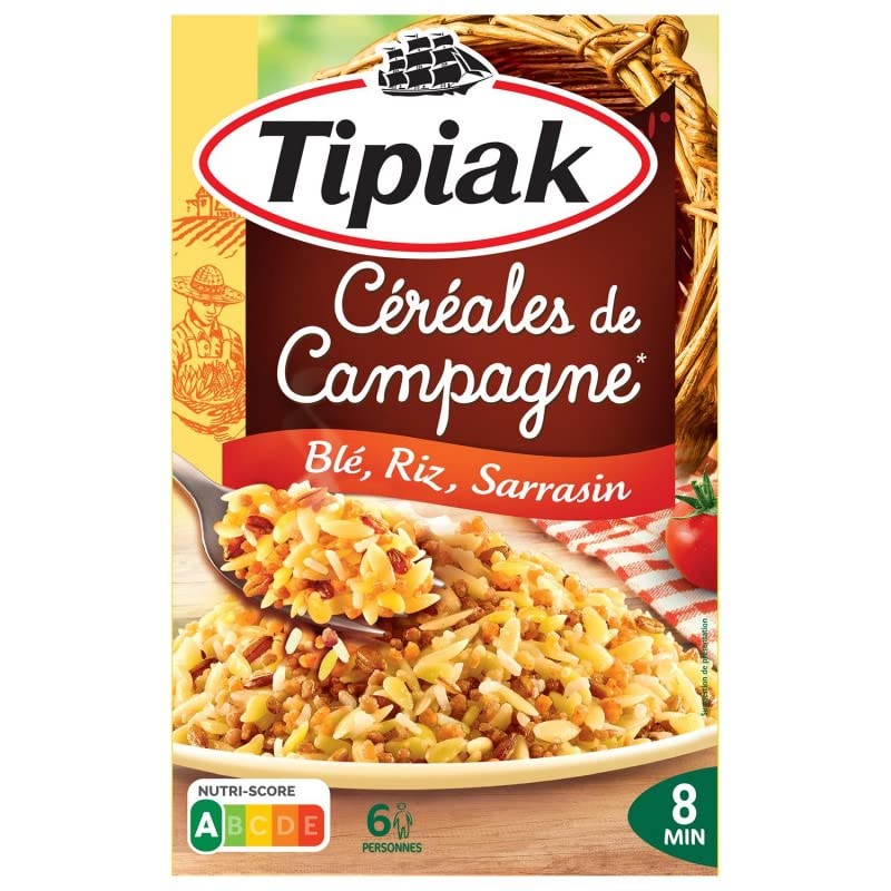 Tipiak – Granola de tierra 330 g – Mezcla de trigo, arroz y trigo sarraceno – Ideal para comidas abundantes – Listo en pocos minutos – 4 unidades