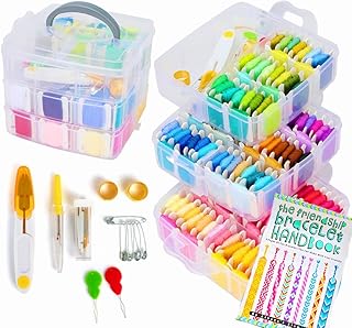 Athena’s Elements Embroidery Thread Set – 150 Colors Embroidery Floss with Cross Stitch, Sewing Thread Tools, 3-Tier Transparent Organizer and Bracelet Making Guide