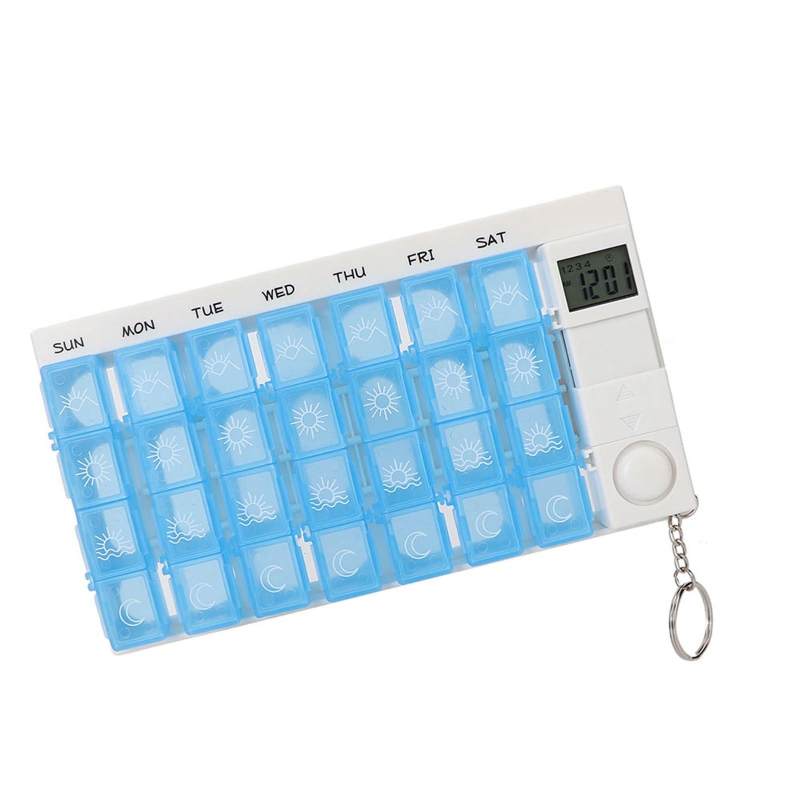 Brrnoo Dispenser automatico di pillole con promemoria elettronico, contenitore per medicinali per 7 giorni, blu