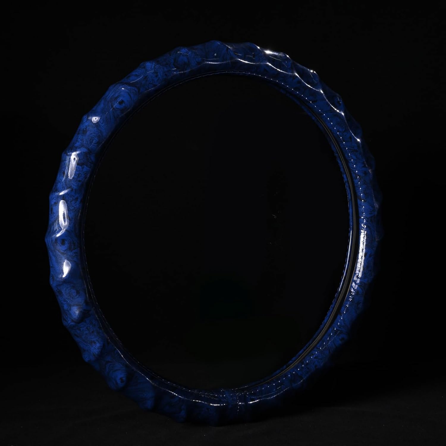 Wood Grain Steering Wheel Cover - Comfortable Grip, Artistic Design, Easy to Install, Universal Fit for Cars, Trucks, Vans & SUVs (Blue)