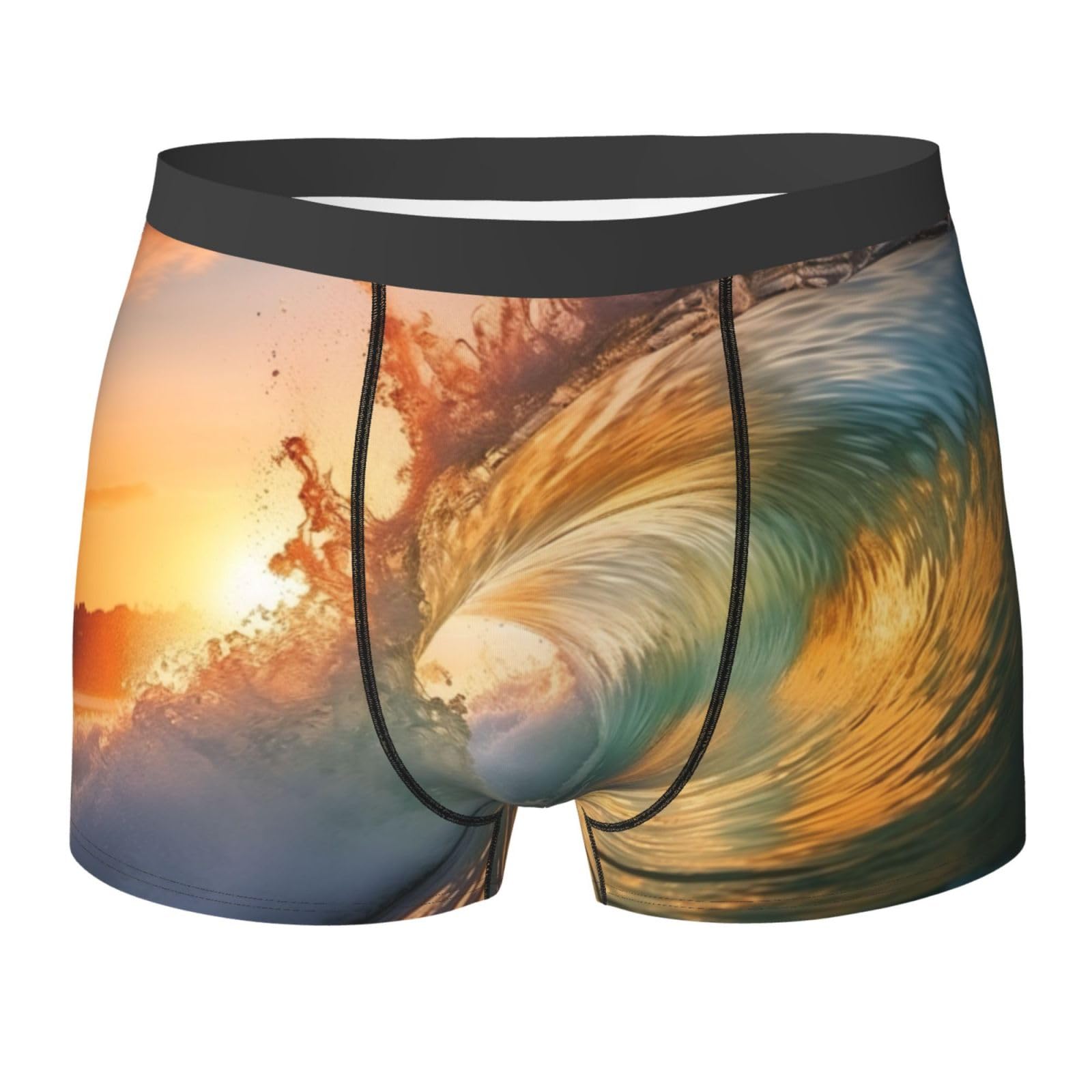 KWQDOZFSeaside Grand Waves Tidal Men'S Boxer Briefs - Full Printing, Elastic Fabric & Durable Comfort