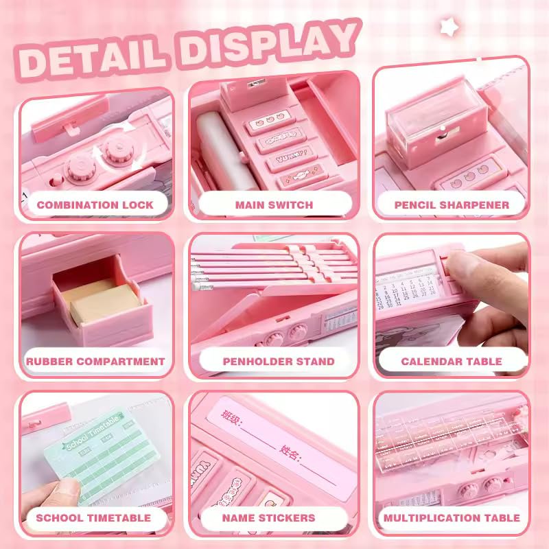 Image of Yummy Magic House Multifunctional Double Layer Lock Compass Box for Kids, Pencil Box for Boys & Girls, Magnetic & Passworld Lock Box for Boys