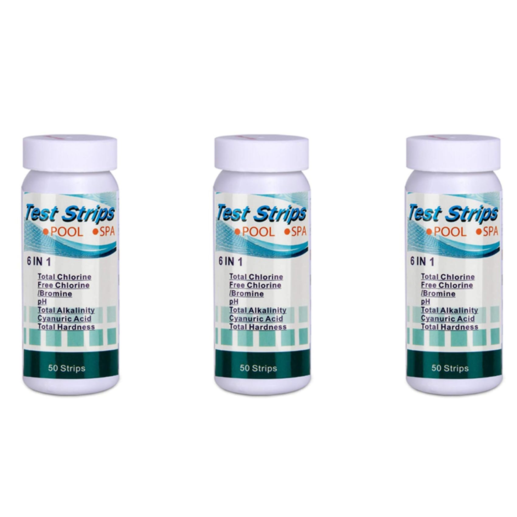 Jnchdghwa As Shown 150Pcs 6-In-1 Swimming Pool Ph Test Paper Residual Chlorine Ph Value Alkalinity Hardness Test Strip Ph Tester