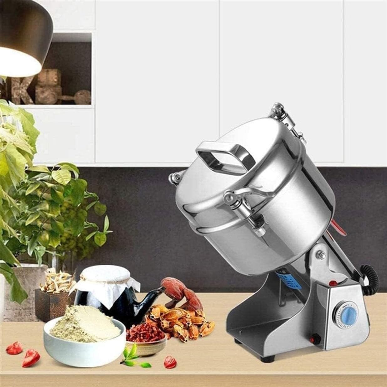 Electric Grinder, High Speed Spice Herb Grinder Mill Pulverizer, Stainless Steel Powder Machine for Dry Spices Herbs S Coffee Seeds Pepper,4500G-3500g