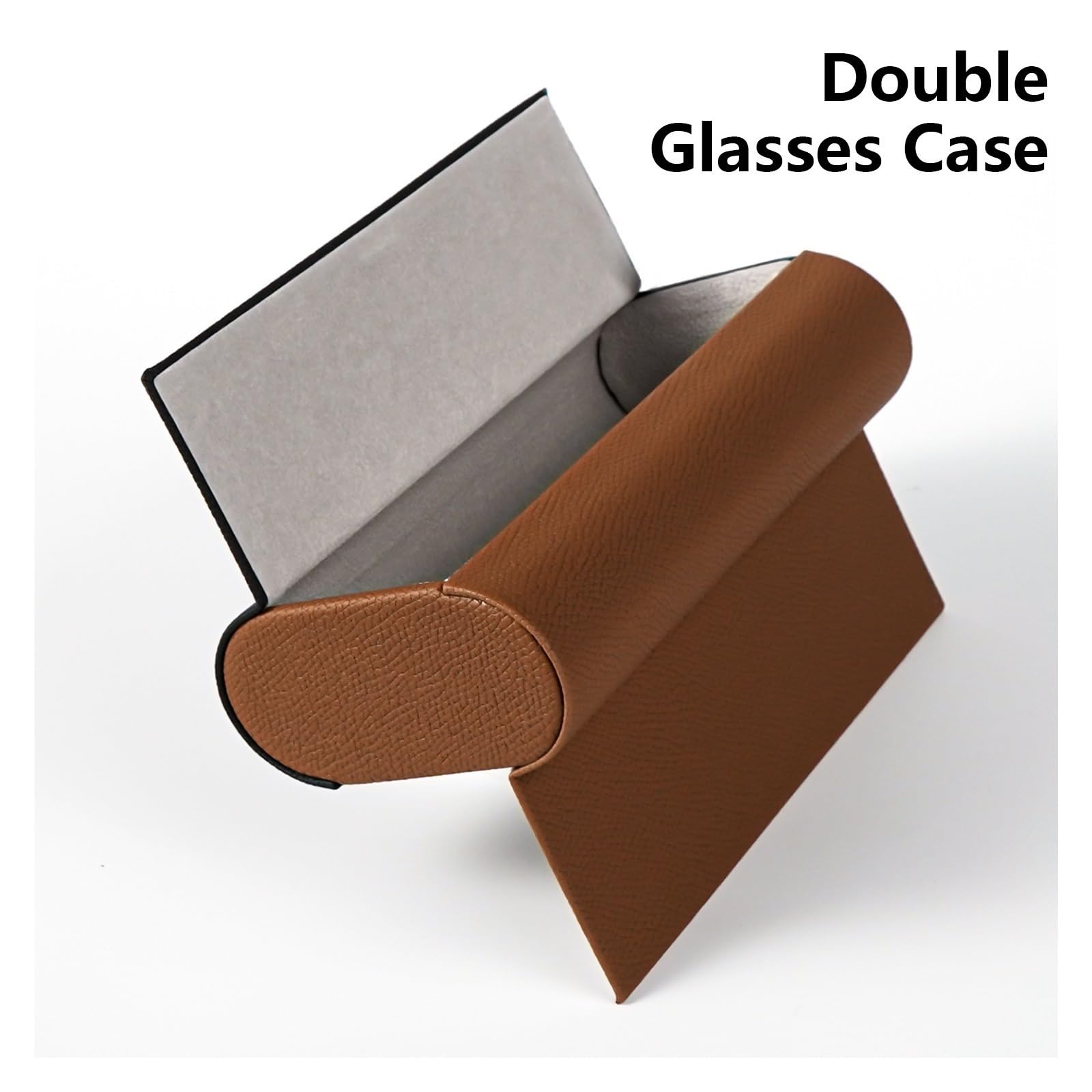 Custodia Occhiali Pelle Faux Leather 2-Layer Glasses Case Magnetic Closure Eyewear Storage Holder for 2 Pairs of