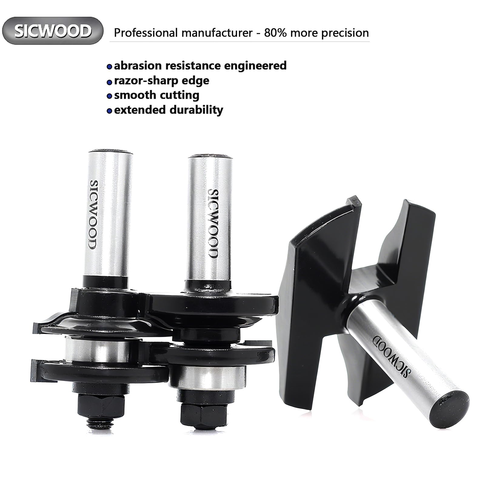 3PCS Cabinet Door Raised Panel Router Bits Set 1/2 Shank, Carbide Woodworking Tools, for Making Door & Window Frames, Tenon Joint Cutter Diameter: 1-5/20.3 cm