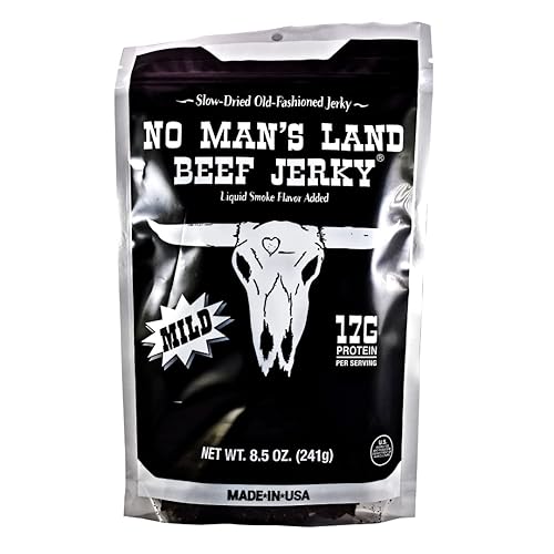 No Man's Land MILD - Carne seca de res alta sin proteínas, baja en calorías, baja en carbohidratos, bolsa de 8.5 onzas
