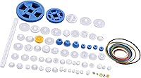 Vista 5 de Juego de 80 piezas de engranajes de plástico, polea, corona, engranaje, kit de gusano, robot, motor de automóvil, juguete de piezas de bricolaje