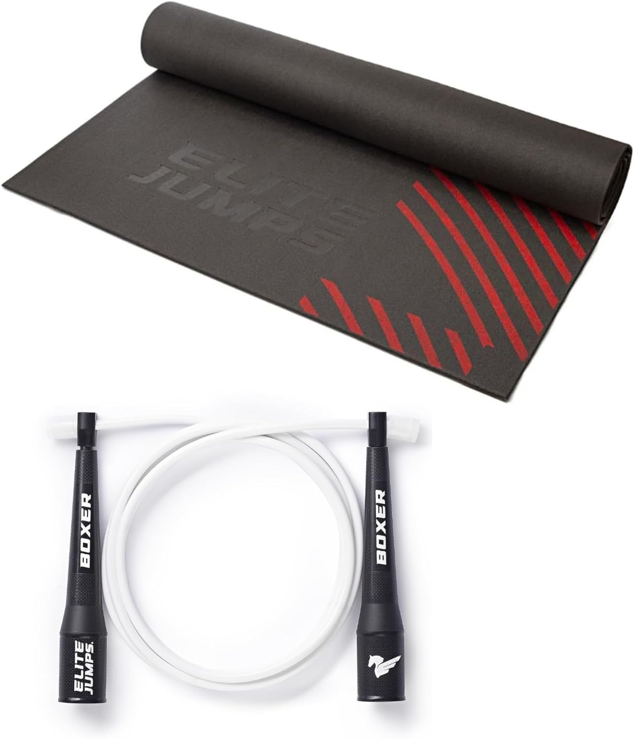 Elite Jumps Boxer Jump Rope 3.0 - White - for Fitness & Cardio Training with Jump Rope Mat
