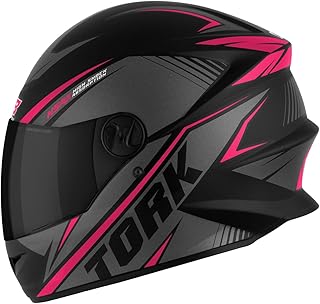 Pro Tork Capacete Moto R8 Fechado, Viseira Fumê, Preto/Rosa, Tam. 58