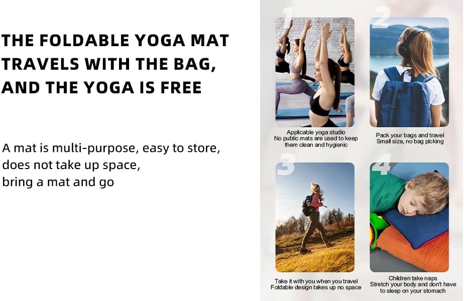 Foldable Yoga Mat Thick Non-Slip TPE Exercise Mat Packable Travel Yoga Mat with Carrying Bag Ideal for Yoga, Pilates, Workout & Home/Gym Fitness - Image 8