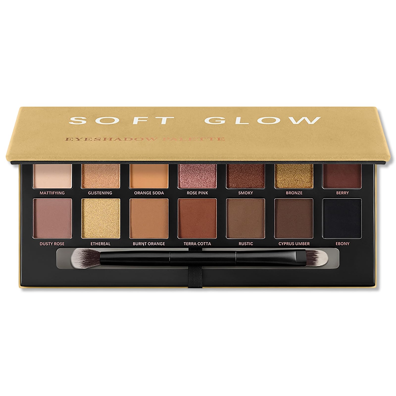 Erinde 14 Colors Eyeshadow Palette, Ultra-pigmented Matte Shimmer Glitter & Metallic Eye Shadow Palettes, Smokey Eye Makeup with Mirror and Brush, Vegan & Cruelty-free 01#