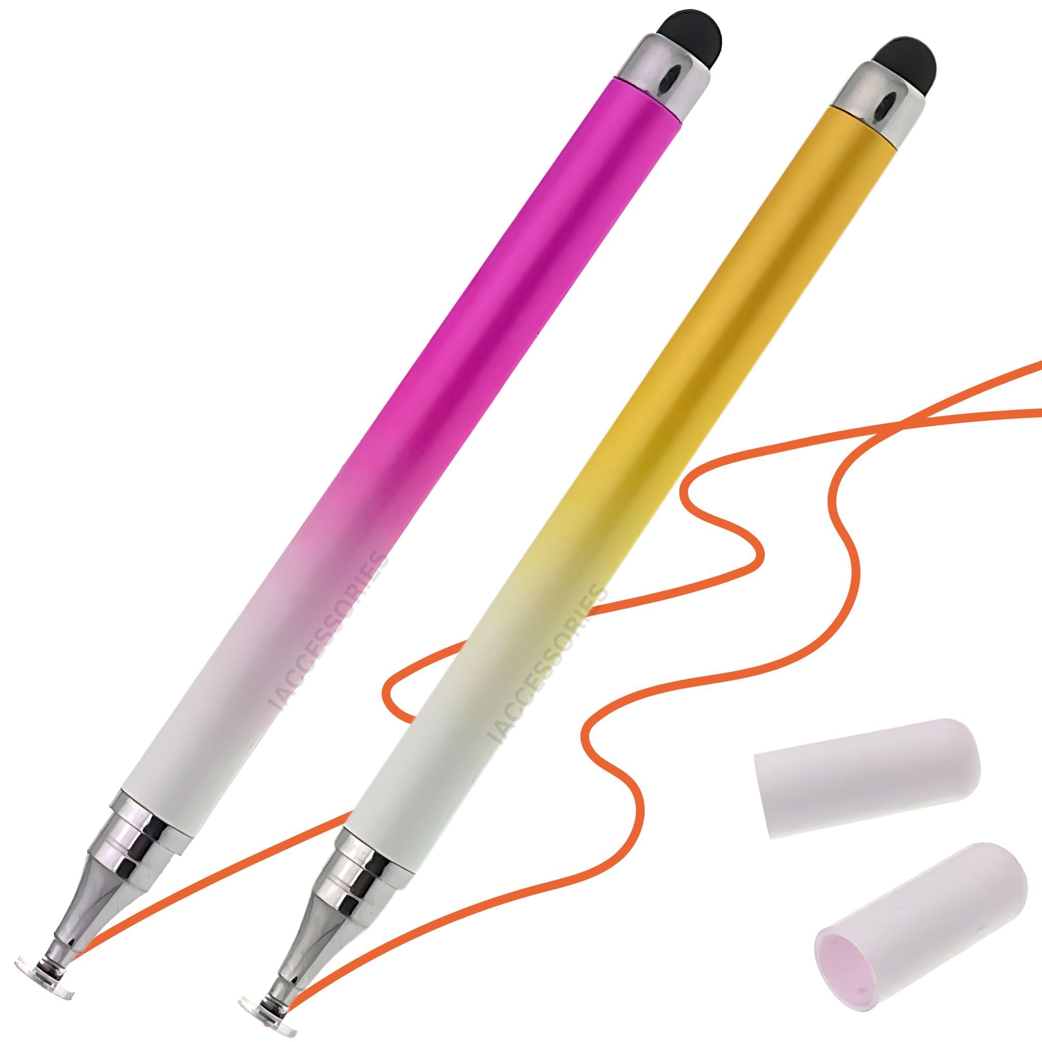 iAccessories Dual-Sided Universal Stylus Pen Compatible with All Touch Screens Devices, iOS, Android Mobile Phones, Tablets - Pack of 2 (Pink | Yellow)-image-17