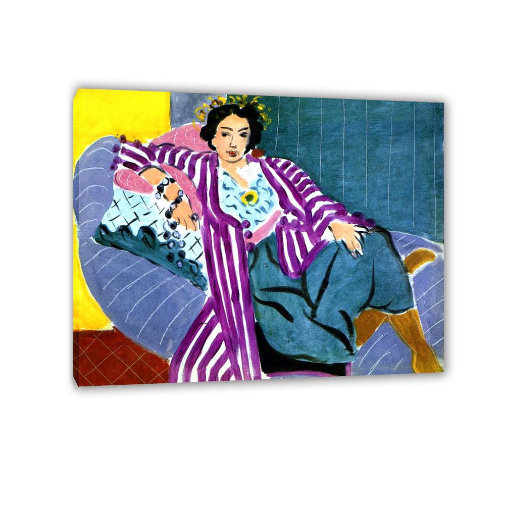 MYCGGDGH Henri Matisse Painting Reproduction Small Odalisque in a Purple Robe famous art poster Henri Matisse wall decor for bedroom Picture for living room Bathroom Office 80x60cm(31x24in) Frame