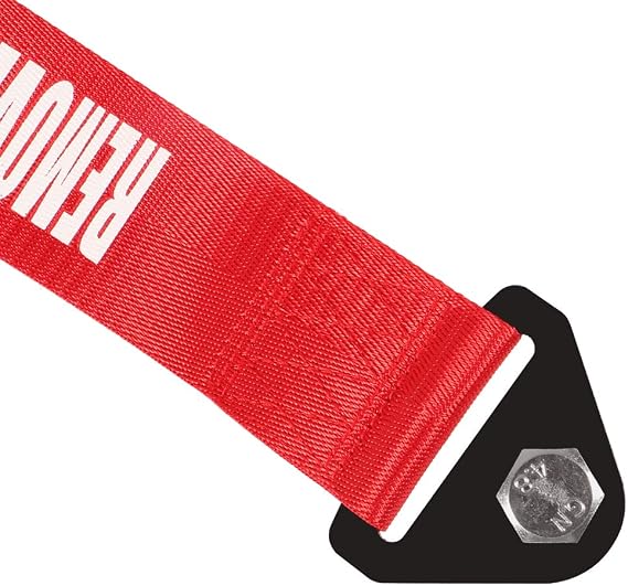 DORHEA 2PCS Racing Tow Strap Red High Strength Tow Strap Universal Cars Set Belt Nylon Strap Traction Rope Trailer Hook Compatible with Front or Rear Bumper Towing Hooks Decorative Trailer Belt (Red)
