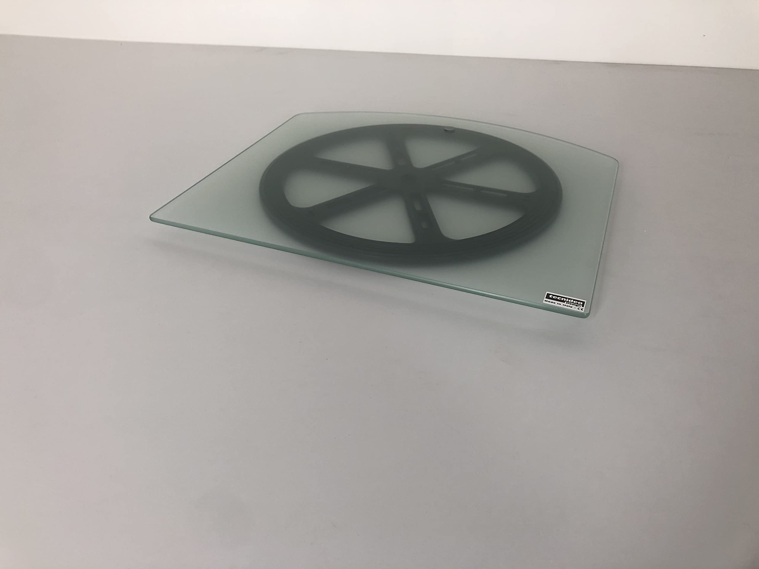 Base girevole, supporto per tv e pc in vetro sagomato temperato satinato dimensioni cm 40x36 -GK40