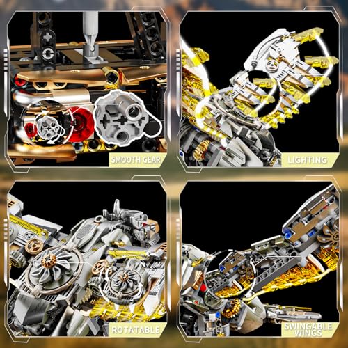 Image of Ideas Mechanical Eagle Building Set with Light, Compatible with Lego Set for Boys, Rotatable Eagle Building Blocks Toy for Boys & Adults, STEM Gift for Girls Boys Teens Age 12+ (1168 PCS)