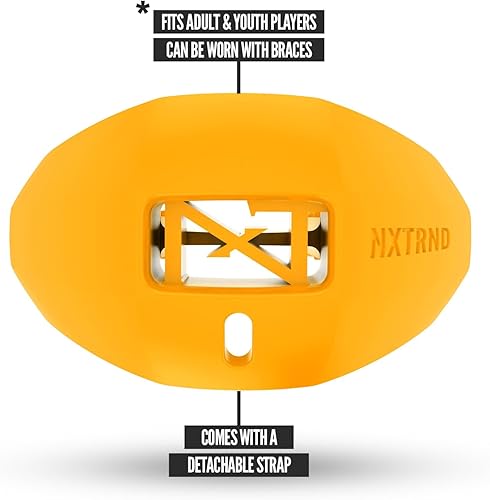 Miniatura 42 de Nxtrnd One - Protector bucal de fútbol, correa incluida, se adapta a adultos y jóvenes (azul claro)