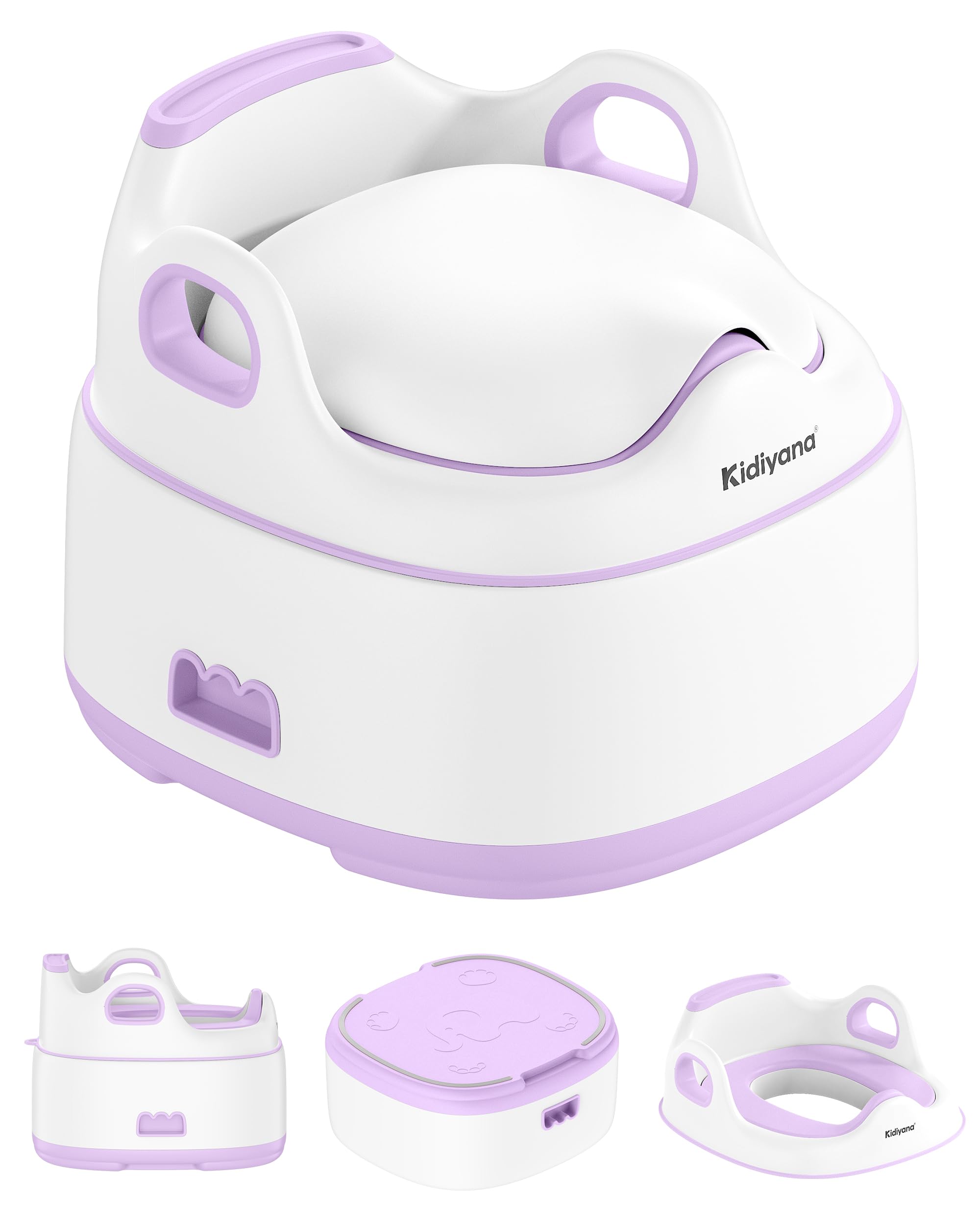 3-in-1 Kinder Töpfchen Elefant, Toilettenaufsatz und Tritthocker, Stabil & Rutschfest, Sitzverkleinerer mit Spritzschutz, Ergonomisch, Leicht zu Reinigen, für Baby & Kleinkinder ab 6 Monate
