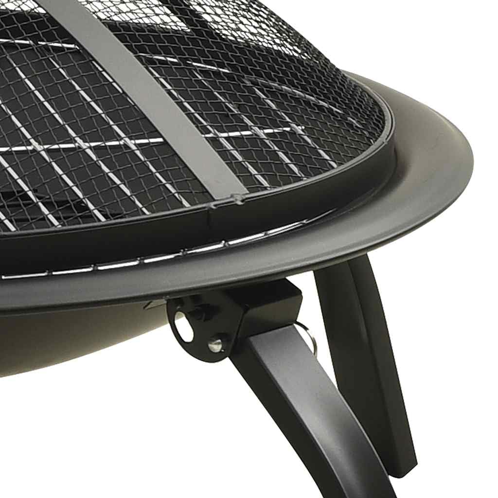 Braciere e barbecue 2 in 1 in acciaio con attizzatoio e protezione dalle scintille, 56 x 56 x 49 cm, per giardino e terrazza, gambe pieghevoli per un facile trasporto e calore accogliente in