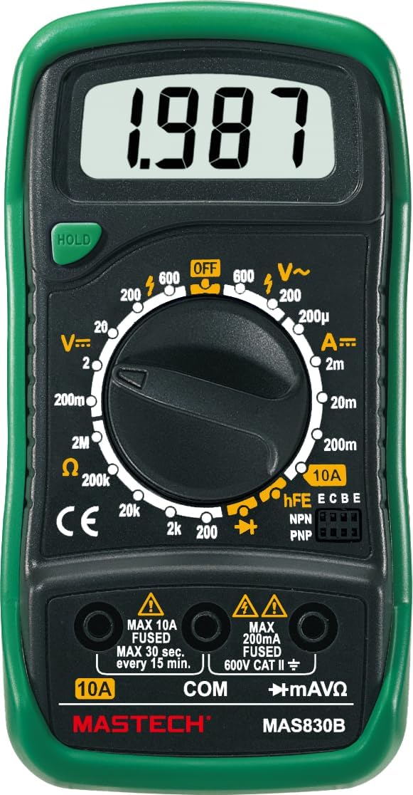 MAS830B MAS830L MAS838 Digital Multimeter Display 2000 Counts;Continuity Buzzer Less Than 70 ±30ΩLow Battery Display(MAS830B)