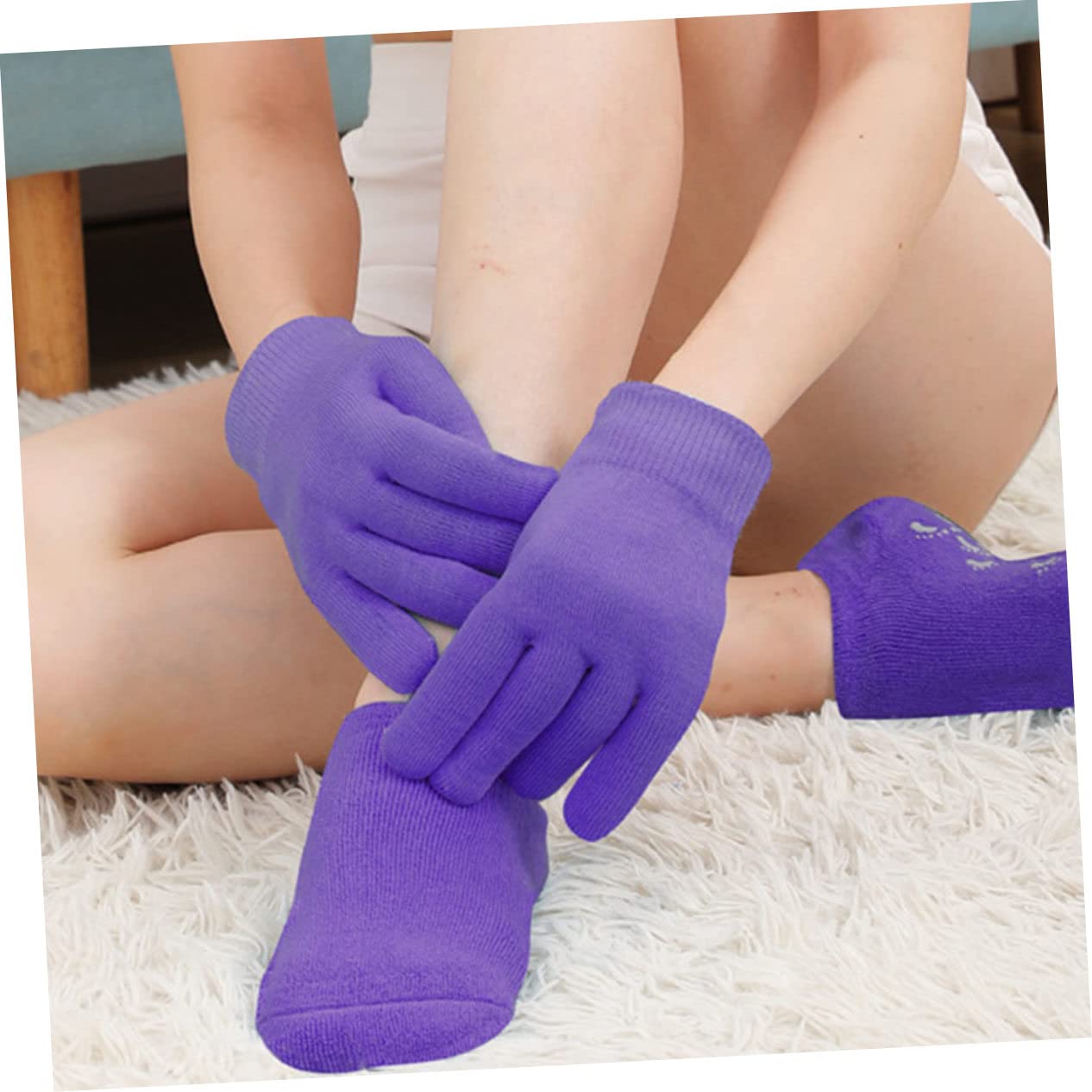Set di 2 Calzini e Guanti Idratanti in Gel Phytagel Riutilizzabili per Cura Professionale di Mani e Piedi in Spa e Uso Quotidiano