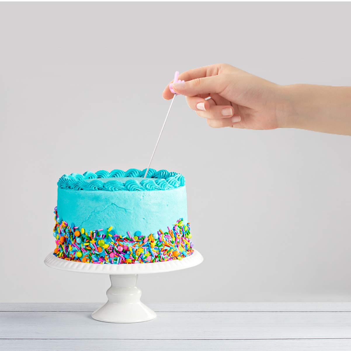 Cabilock 2pcs Stainless Steel Cake Tester Chic Baking Tool for Muffin Bread Cake Testing with Palm Pattern and Easy to Clean Baking Essential