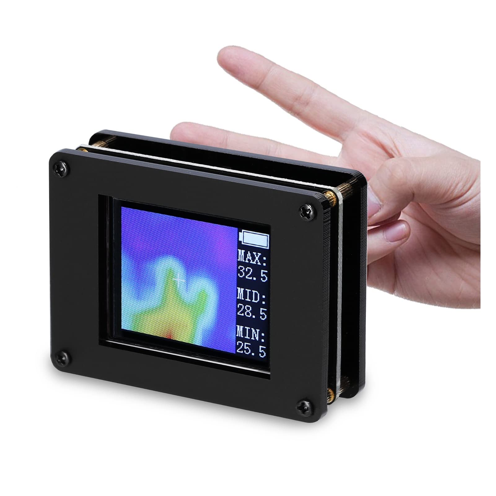 Pantalla TFT de 1,8 pulgadas, cámara termográfica infrarroja, sensores de temperatura, pantalla de temperatura mínima máxima, cámara termográfica infrarroja, Estuche Duradero(Nero)