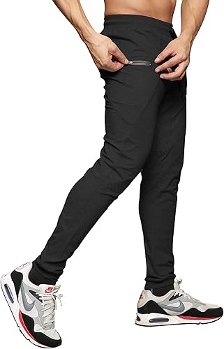 Vista 2 de MAIKANONG Pantalones deportivos ajustados para hombre, pantalones de entrenamiento para gimnasio, correr, atletismo, casual