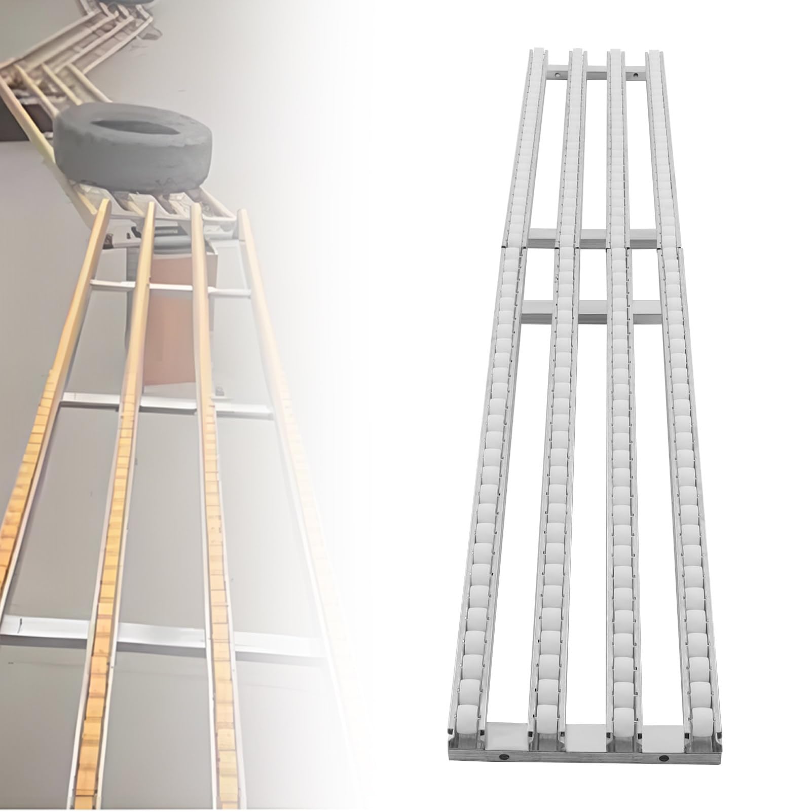 LightDuty - Tavolo a nastro trasportatore, 30 x 200 cm, ruote trasportatori non alimentate e puleggia di scarico, soluzione salvaspazio per movimentazione merci, ideale per magazzini e logistica